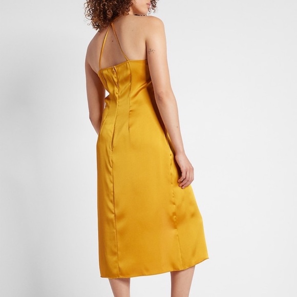 Express Golden Yellow Midi Twist Slip Dress - Picture 5 of 8